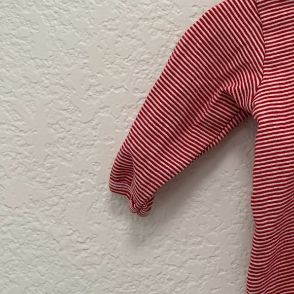 Petit Batou Red White Stripe Footie 6M - Picture 4 of 8